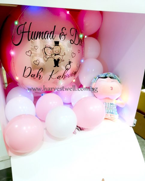 Customize Surprise Box Dah Kahwin Just Married ORBZ Balloon